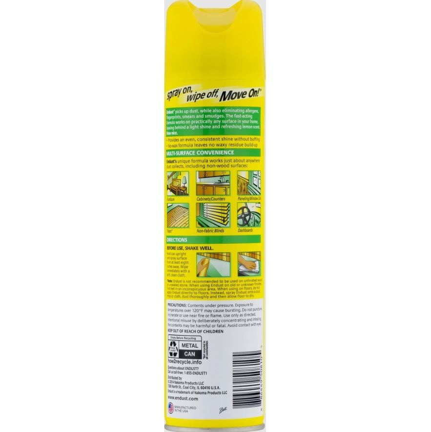 Endust Multi-Surface Dusting & Cleaning Spray Aerosol, Lemon Zest, 12.5 oz