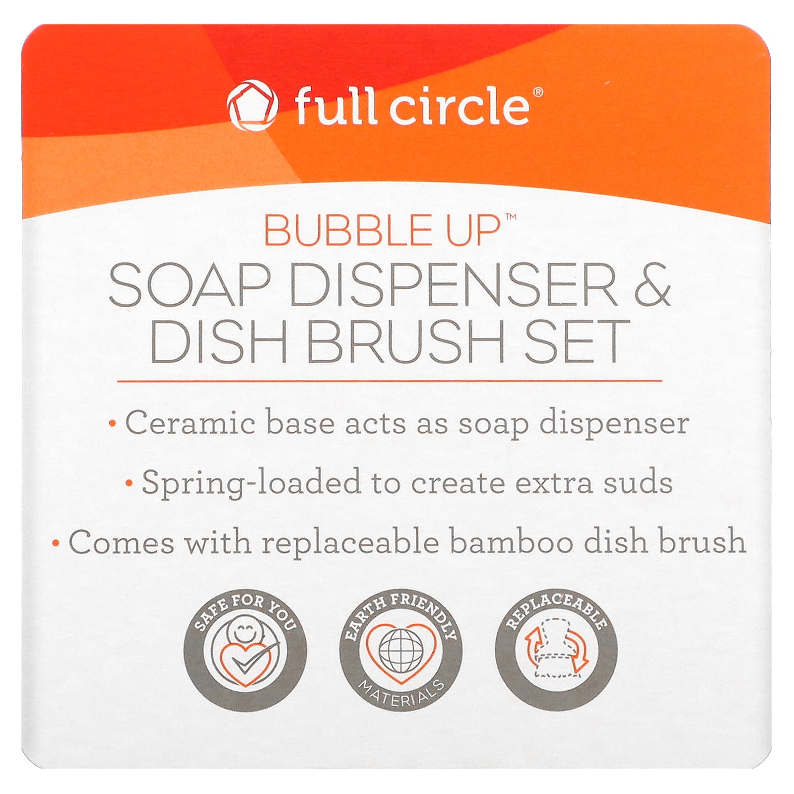 Bubble Up, Soap Dispenser & Dish Brush Set, White, 1 Set