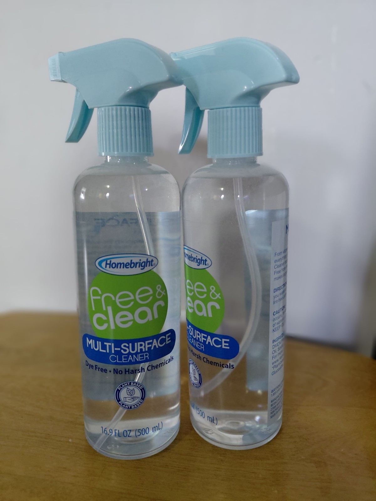 Homebright Multi-Surface Cleaner 2 Pack, 16.9 fl oz, Dye Free, Plant Based