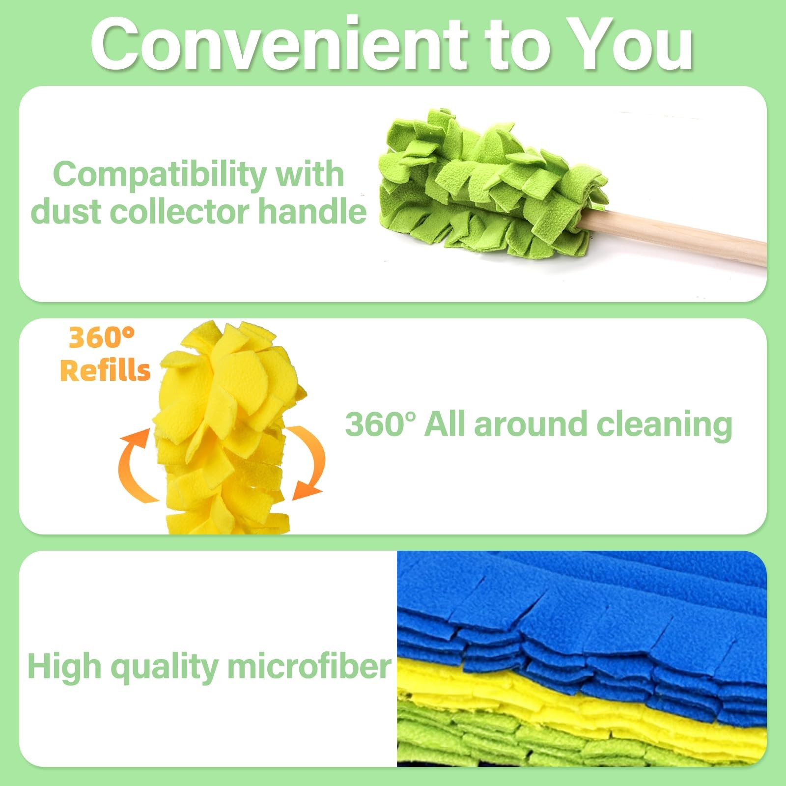 15 Pieces Reusable Duster Refill, 360° Heavy Duty Fleece Duster Pads Refills,…