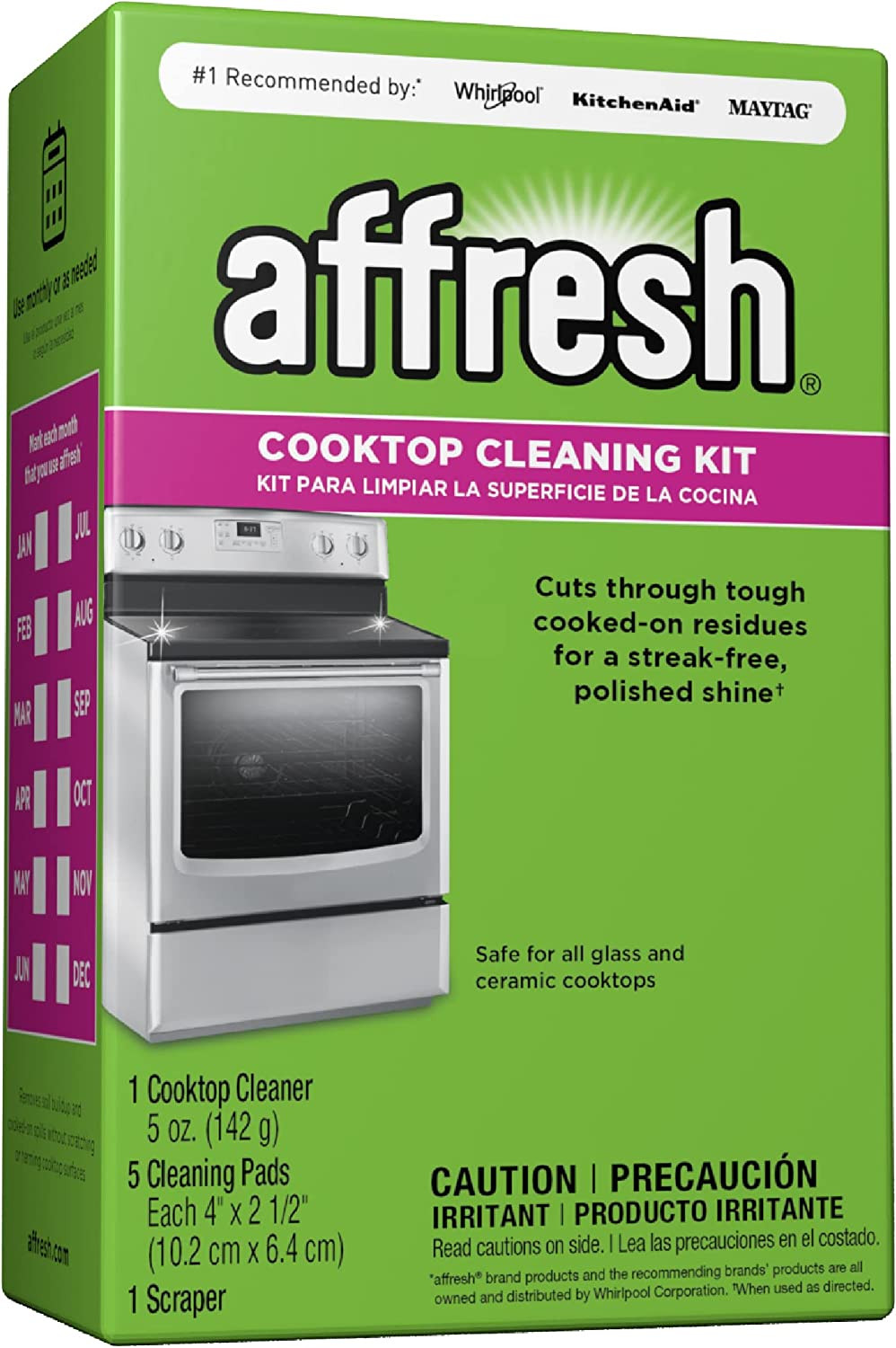 Affresh Cooktop Cleaning Kit, 5 Oz Cleaner, 5 Pads, 1 Scraper