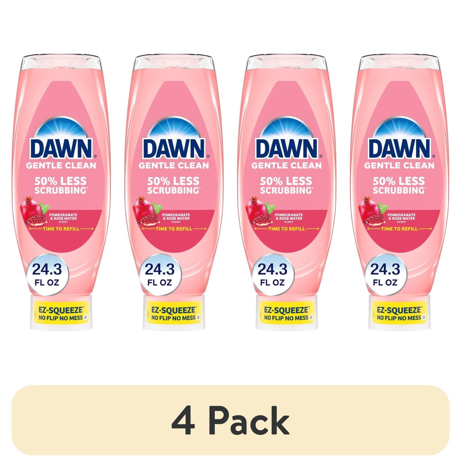 4 pk EZ-Squeeze Dish Soap,Dishwashing Liquid, Pomegranate&Rose Water, 24.3oz new