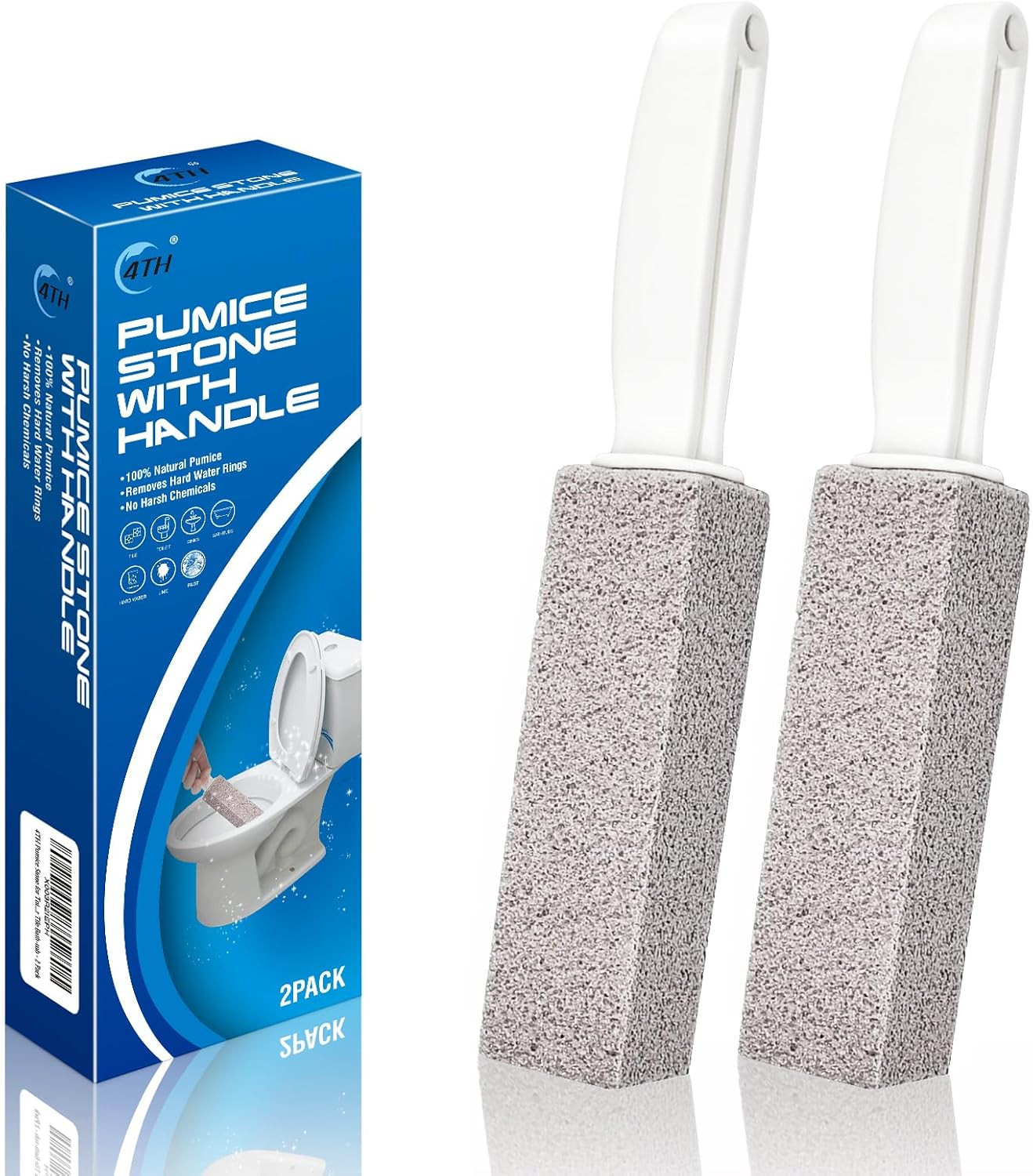 4TH Pumice Stone for Toilet Bowl Cleaning,Pumice Stick with Handle,Cleans Away L