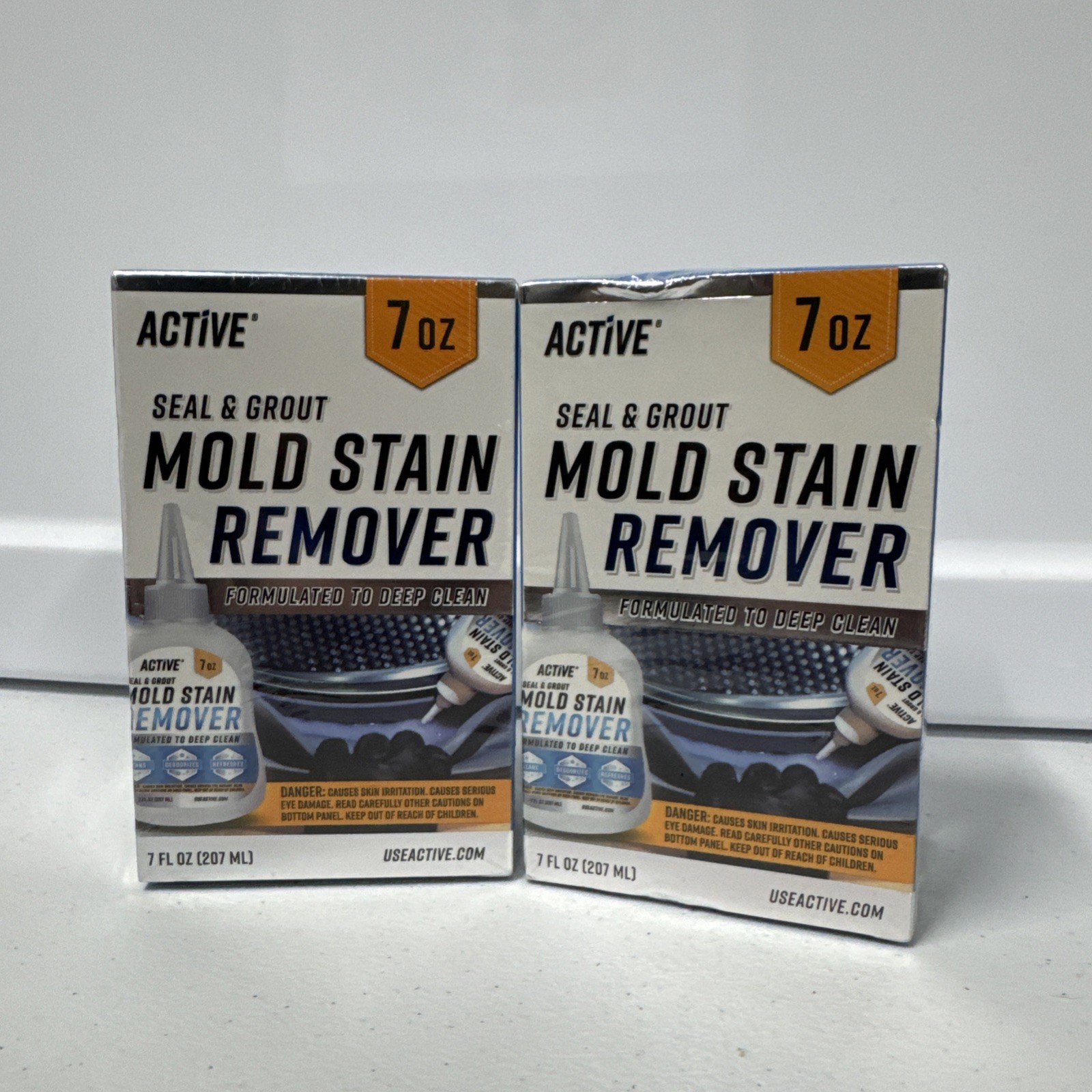 Lot of 2 Active Seal & Grout Mold Stain Remover, 7 fl oz Each, Free Shipping!