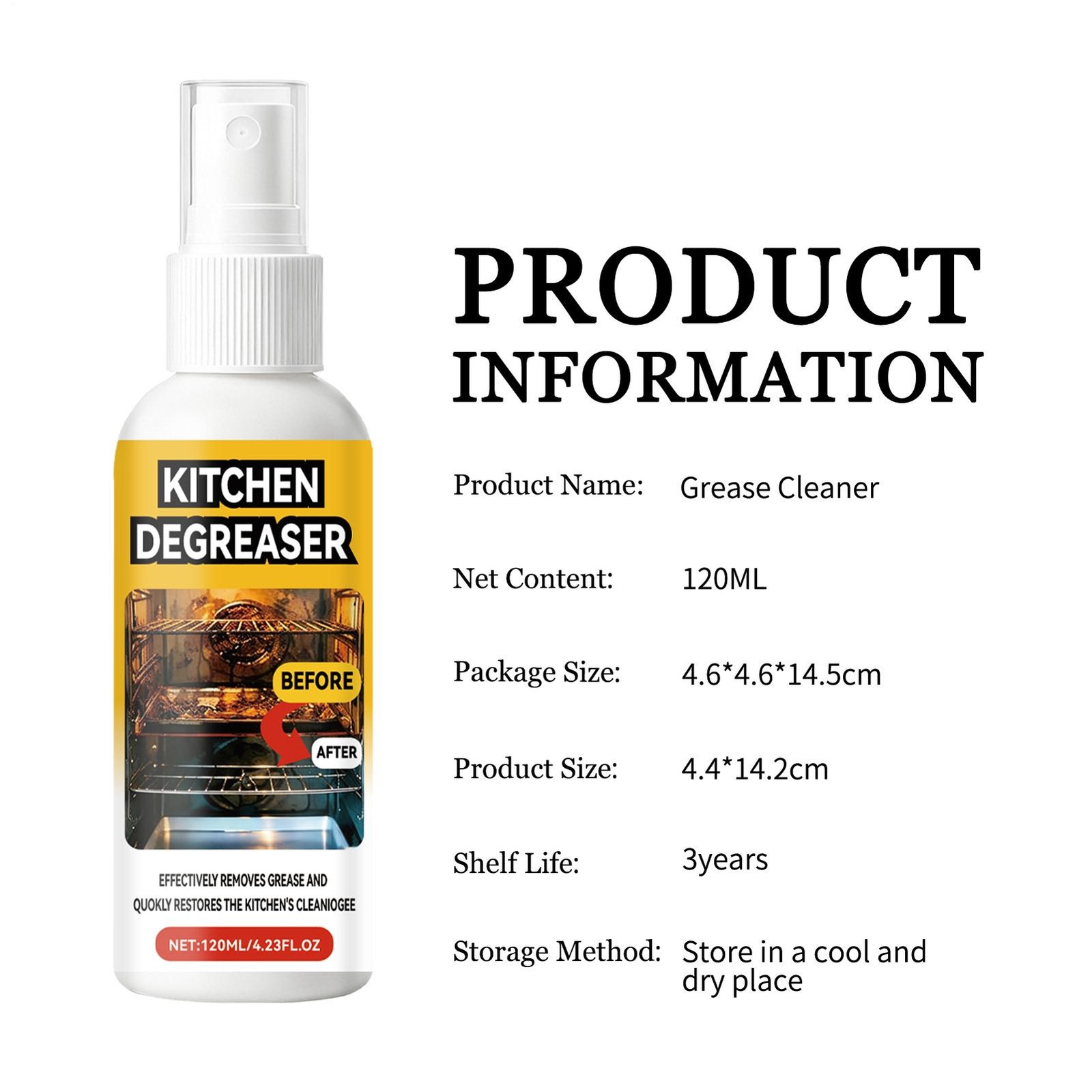 Kitchen Degreaser Heavy Duty Cleaning Stain Remover 120ml Oven Grill Oil Cleaner