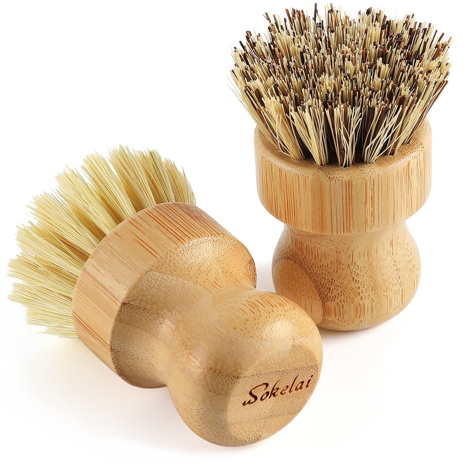 Bamboo Dish Scrub Brushes Set for Kitchen – Wooden Cleaning Scrubbers Brushes…