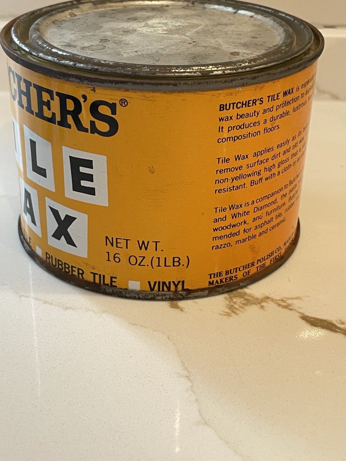 Butcher’s Tile Wax Asphalt Tile Rubber Tile Linoleum Vinyl 16 oz New Vintage