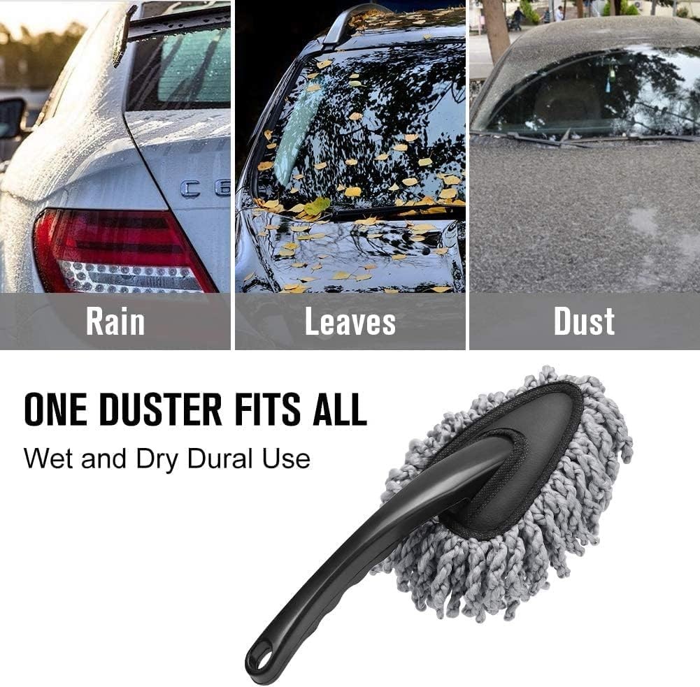 Multi-Functional Car Duster Cleaning Dirt Dust Clean Brush Dusting Tool Mop Gray