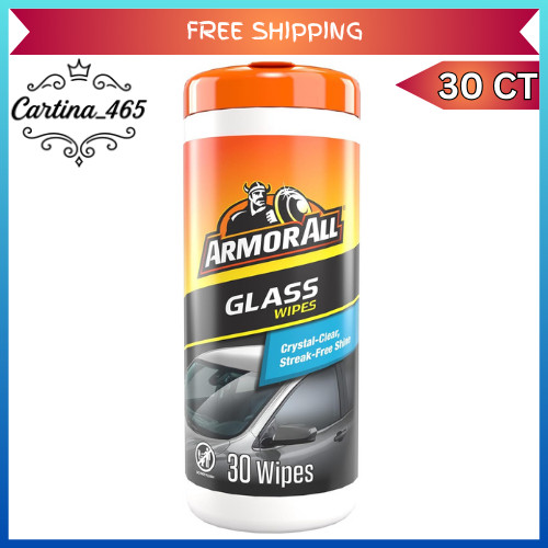 Armor All Car Glass Wipes, Auto Glass Cleaner for Film and Grime, 30 Count