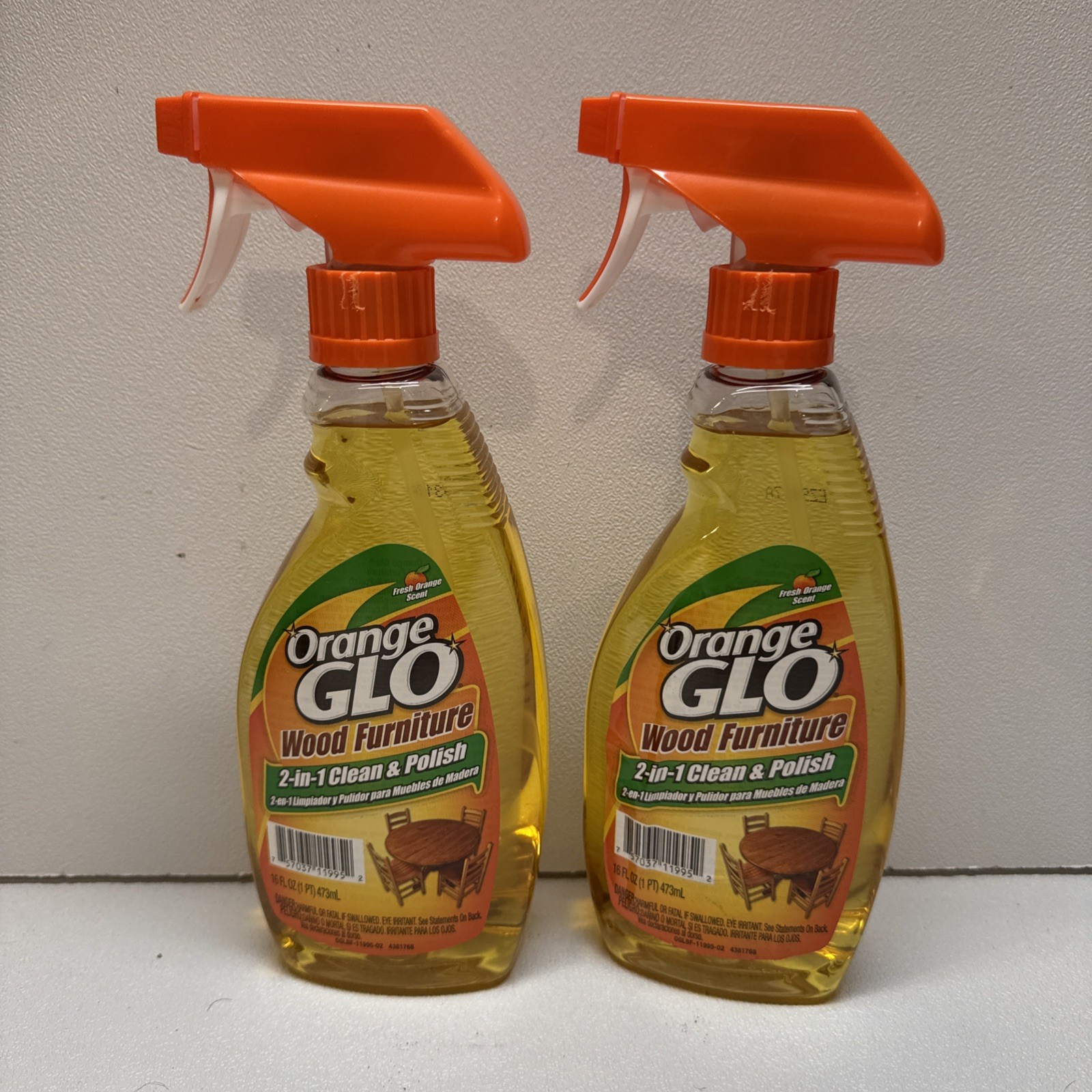 Orange Glo Wood Furniture 2-in-1 Clean & Polish, 16 oz. Lot Of 2