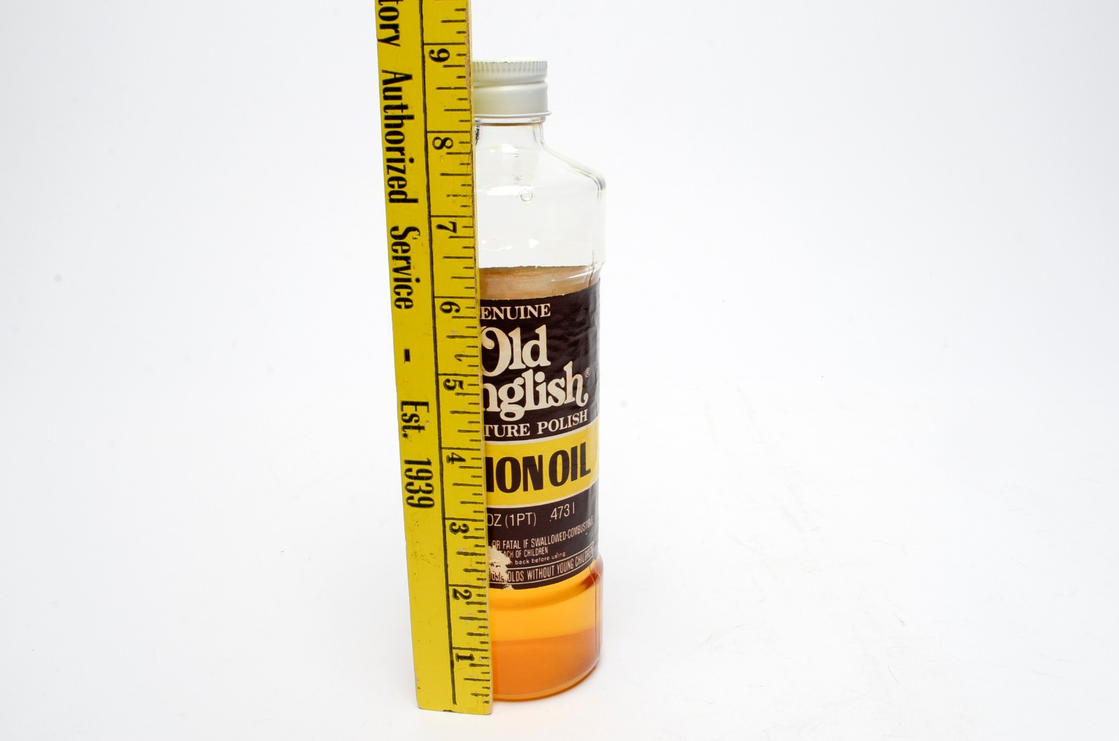 Old English Lemon Oil Furniture Polish 16 fl oz Approx 60% Full Glass Vintage