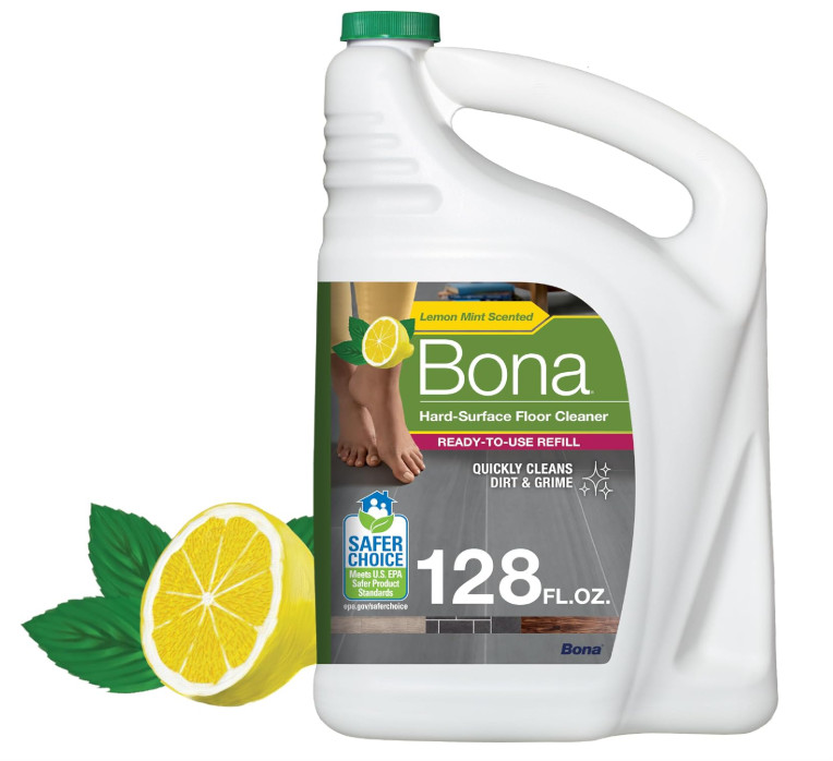 Bona Multi-Surface Floor Cleaner Refill, 128 fl oz, Lemon Mint, For Tile & Vinyl