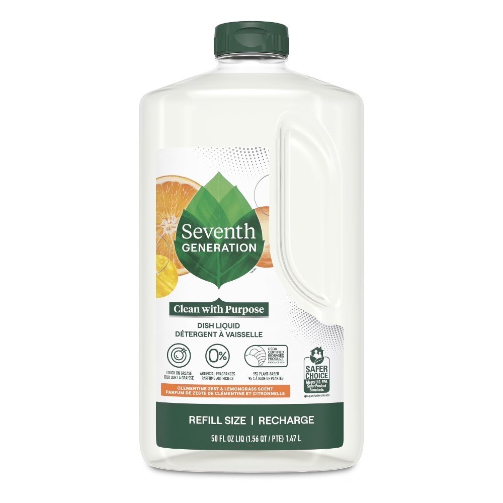 Dish Soap Refill Dishwashing Liquid Cleanser Clementine Zest Lemongrass Scent 50