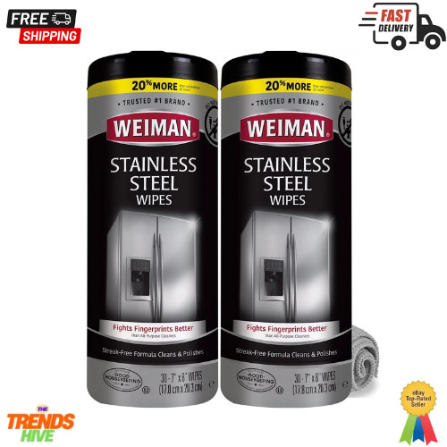 Weiman Products Stainless Steel Wipes 30 Count (Pack of 2)