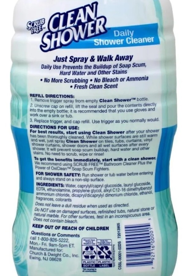 Scrub Free Clean Shower Daily Cleaner Refill – (2) 60 oz.