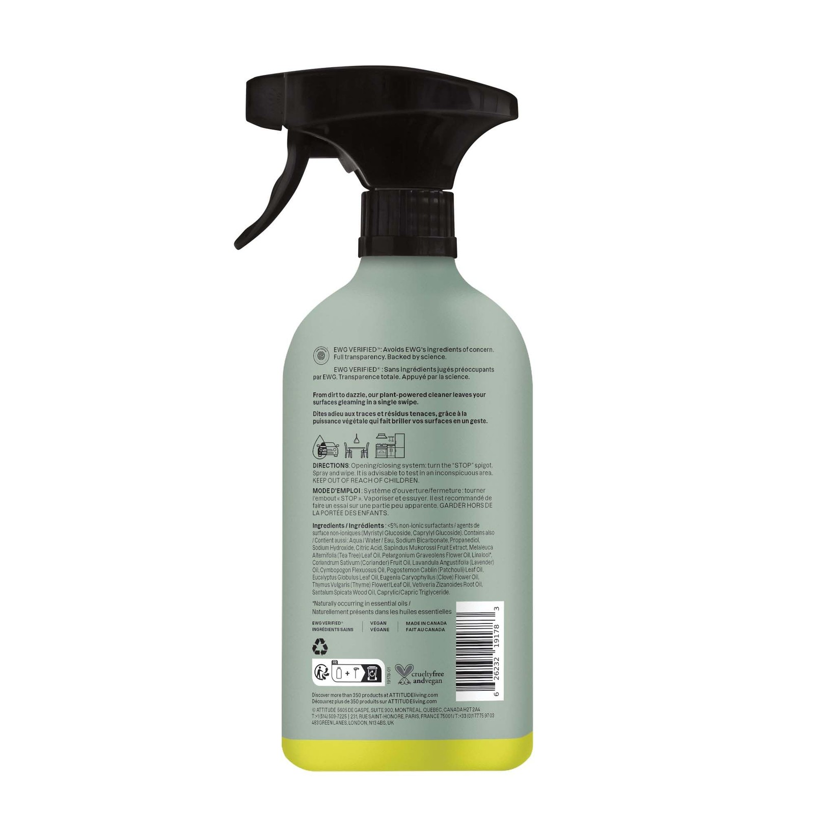 ATTITUDE All-Purpose Cleaner Spray, Natural Origin 26 Fl Oz (Pack of 1)