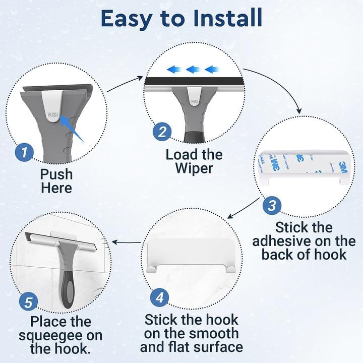 All-Purpose Silicone Shower Squeegee for Glass, Window, Door, Mirror, Car