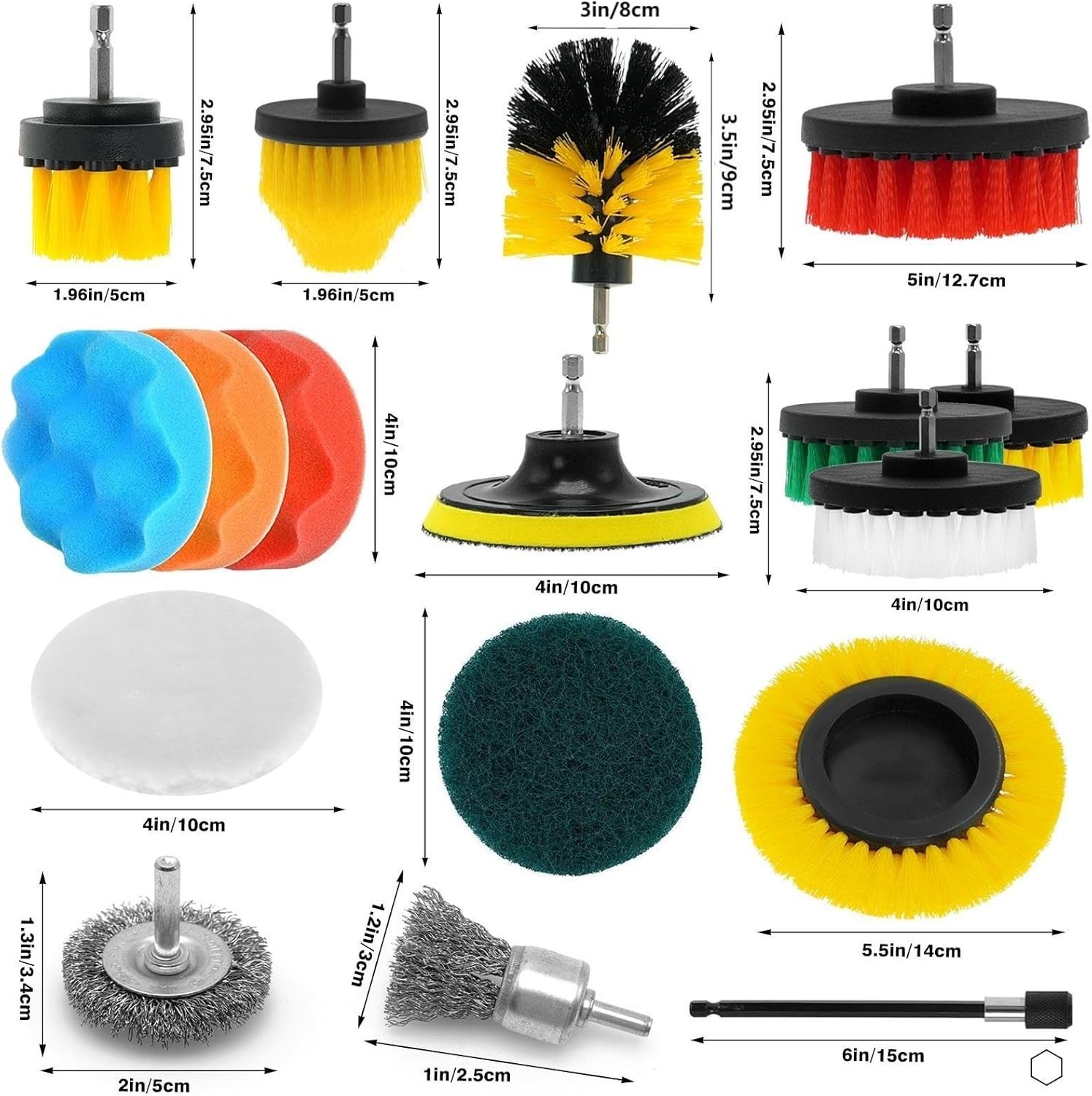 30PCS Drill Brush Attachment Set Power Scrubber Kit for Bathroom Car Floor