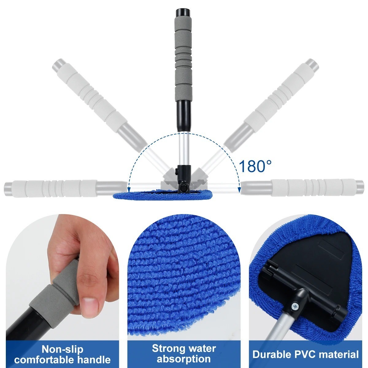 Windshield Cleaning Tool Kit Car Window Glass Wiper Cleaner Brush Pad Extendable