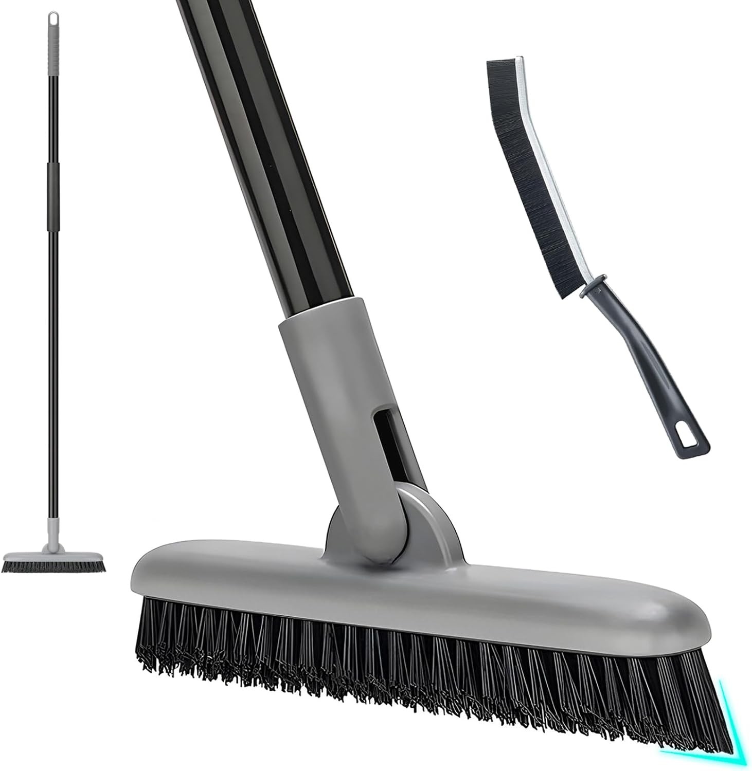 Grout Brush with Long Handle, 49” Tile Cleaner Tool for Shower, Floors Scrubber