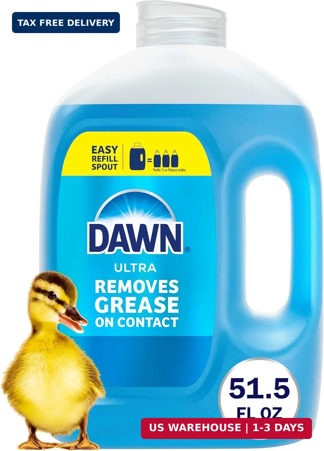 Dawn Ultra Original Dish Soap Refill Jug, Large Size Original Blue Liquid Dishwa