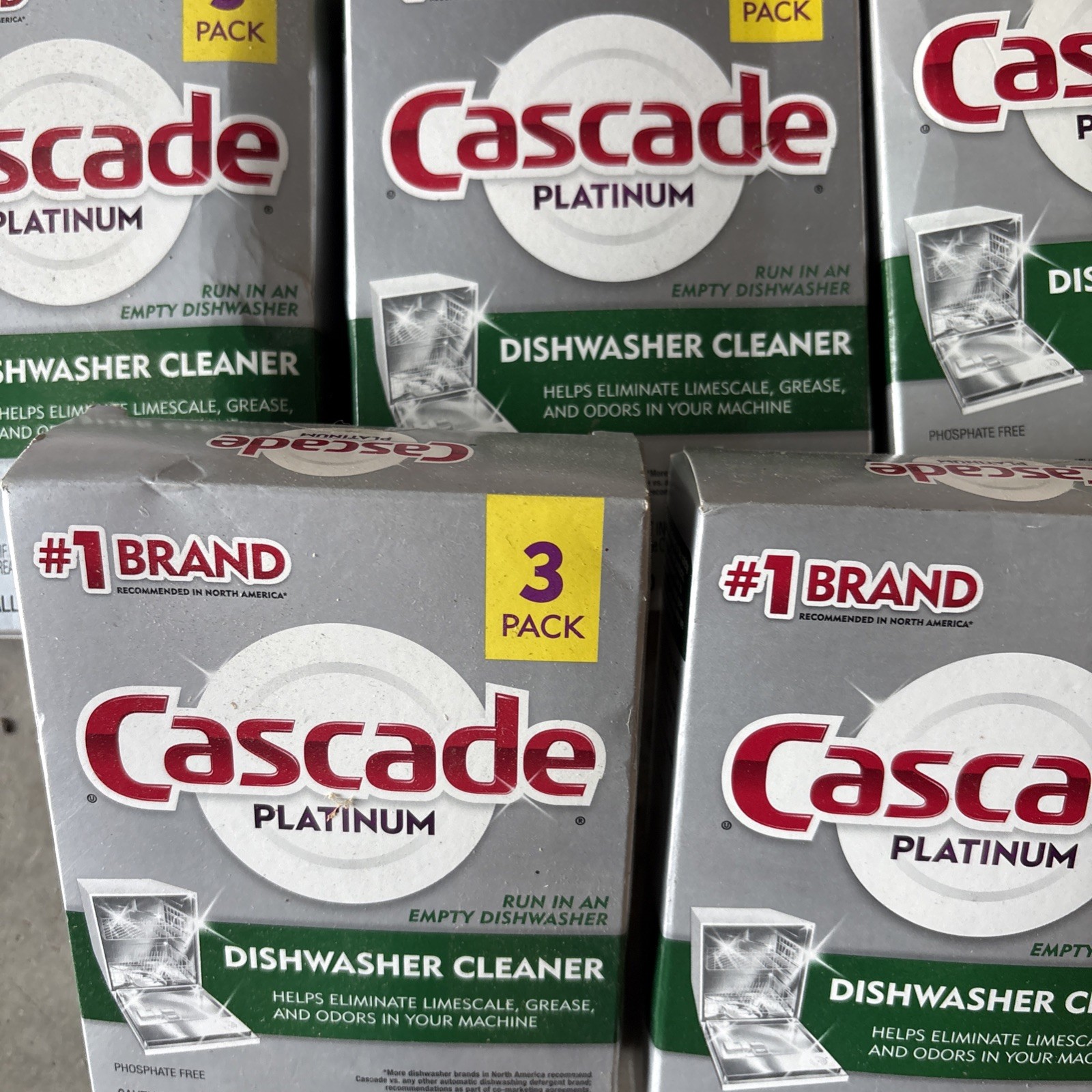 X 4 Cascade Platinum Dishwasher Cleaner 3 Pack Pouches for Odor Limescale Grease