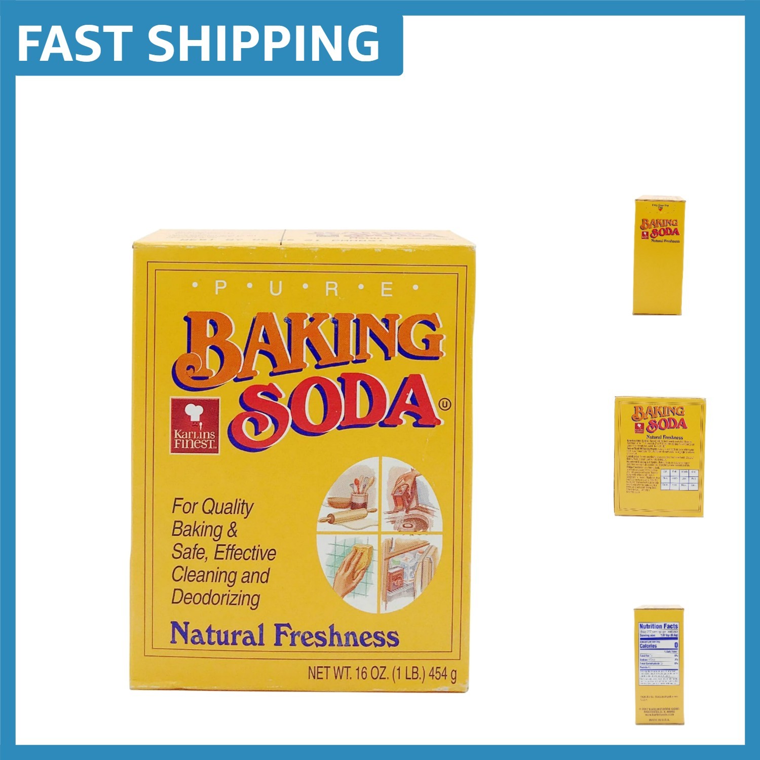 Pure Baking Soda, 16 oz Canister – Natural Freshness for Baking & Deodorizing