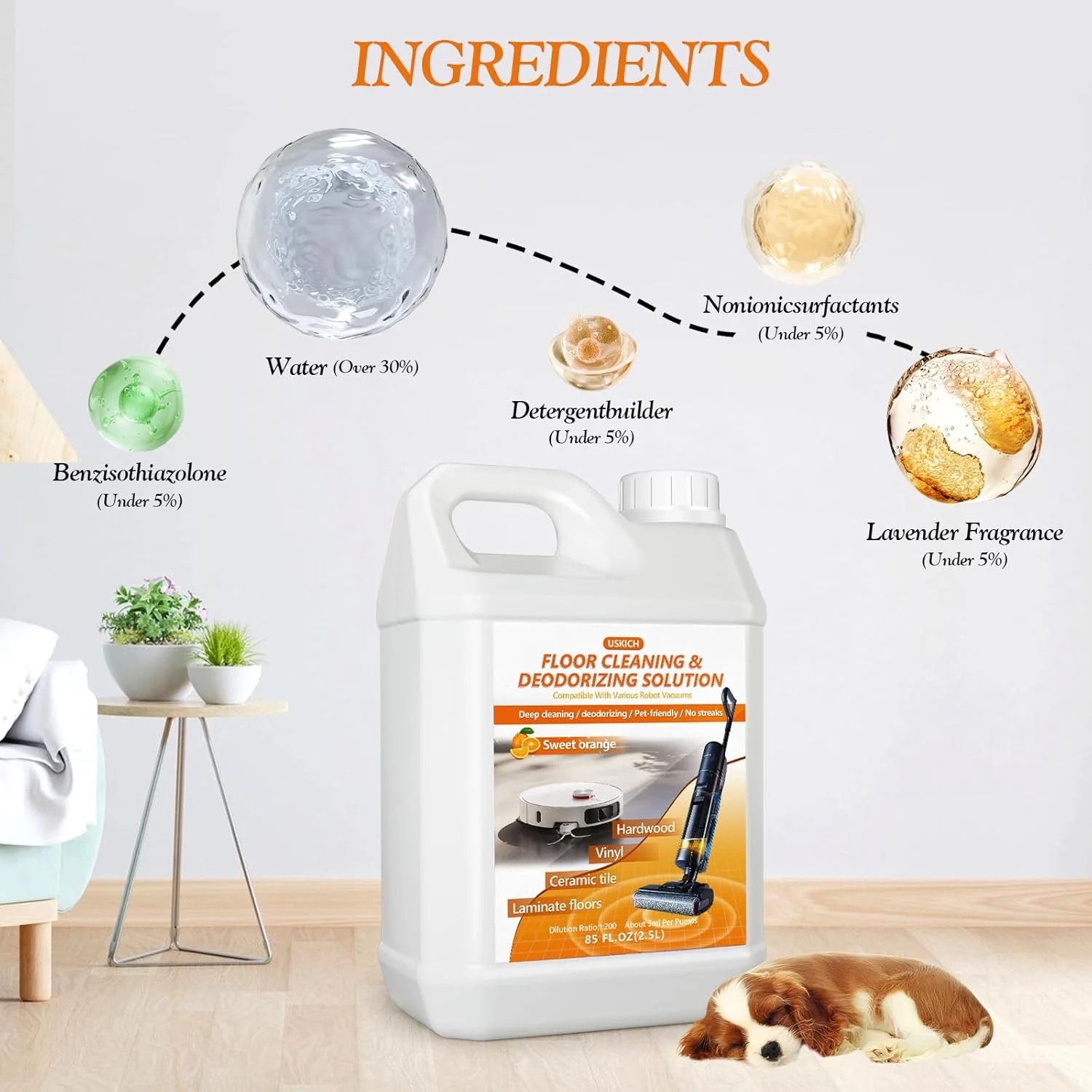Floor Cleaning Solution- 85 FL OZ-Floor Cleaner for Mopping with Tineco,Deep Cle