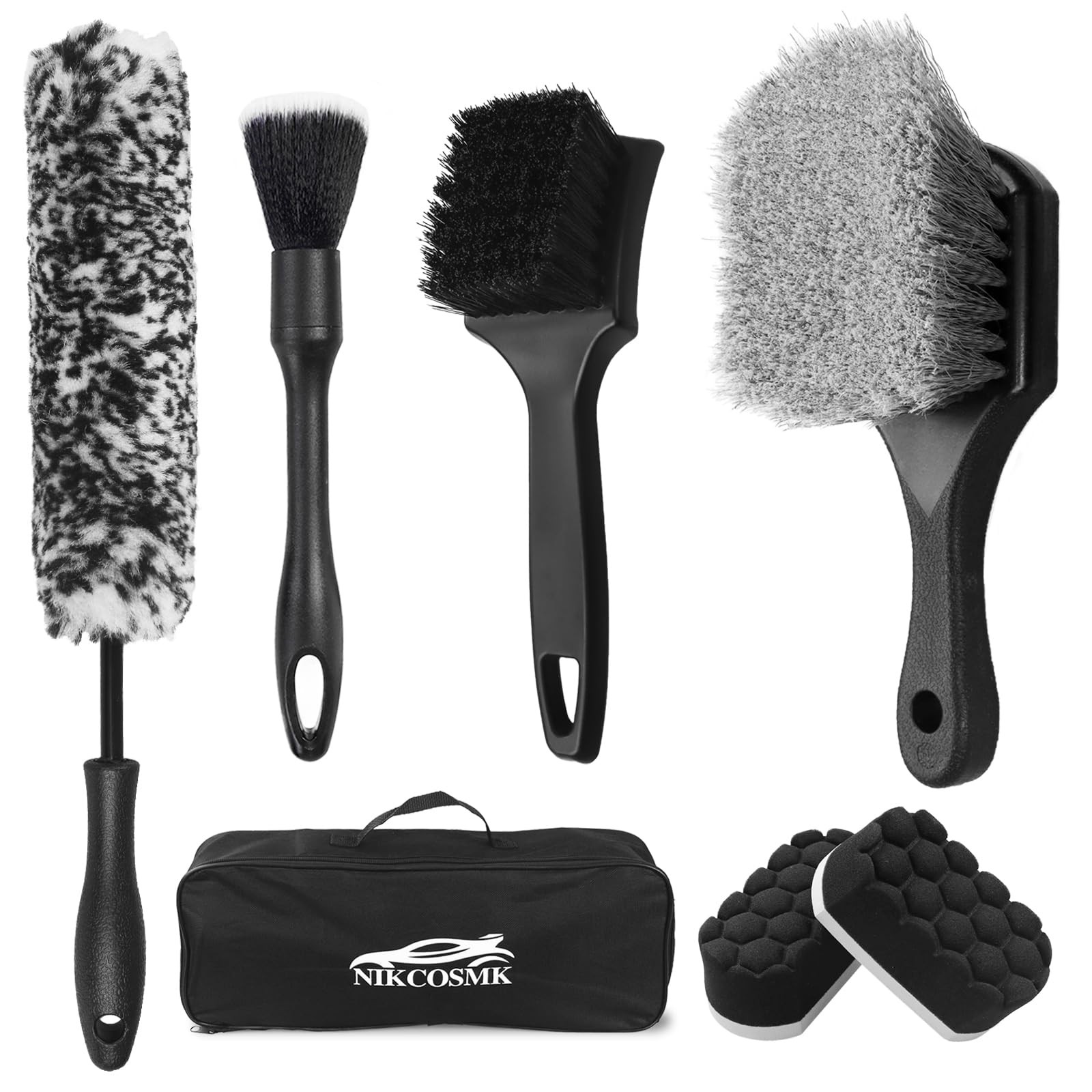 7Pcs Car Wheel Brush kit, Tire Brush, Wheel Cleaner Brush, Soft-bristled Rim …