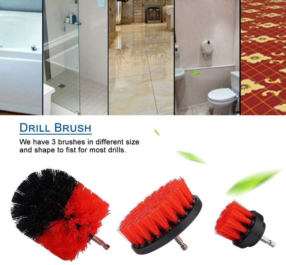 Drill Brushes Set 3pcs Tile Grout Power Scrubber Cleaner Spin Tub Shower Wall