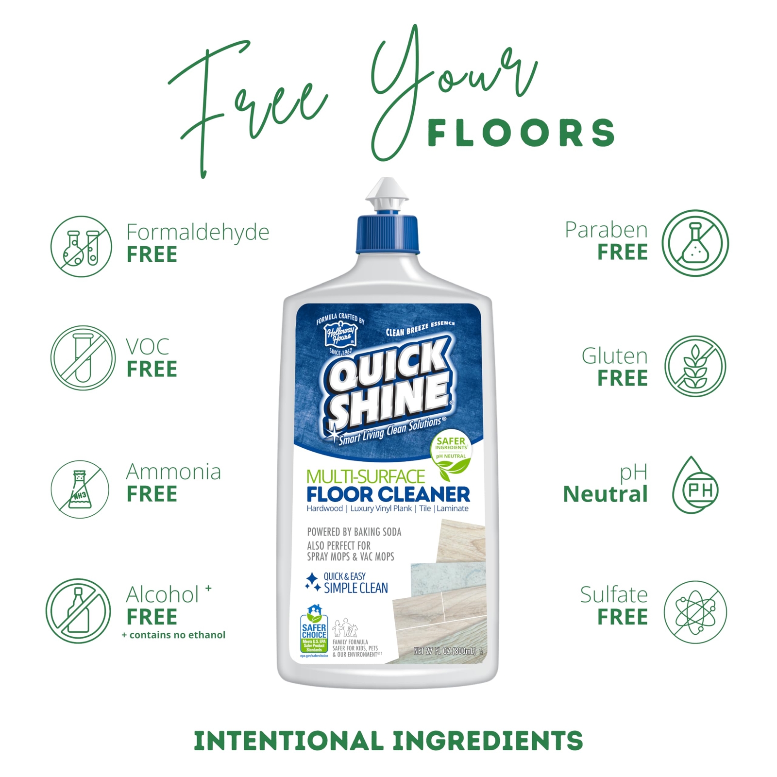 Quick Shine Multi Surface Floor Cleaner and Finish 27 Fl Oz Pack of 2