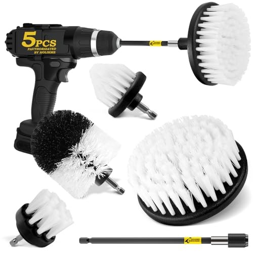 5Pack Drill Brush Attachment Set Car Interior Detailing Kit，Power Scrubber Long
