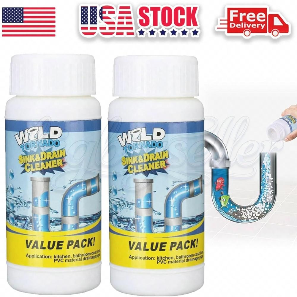 2X Wild Tornado Powerful Sink & Drain Cleaner High Efficiency Clog Remover Clean