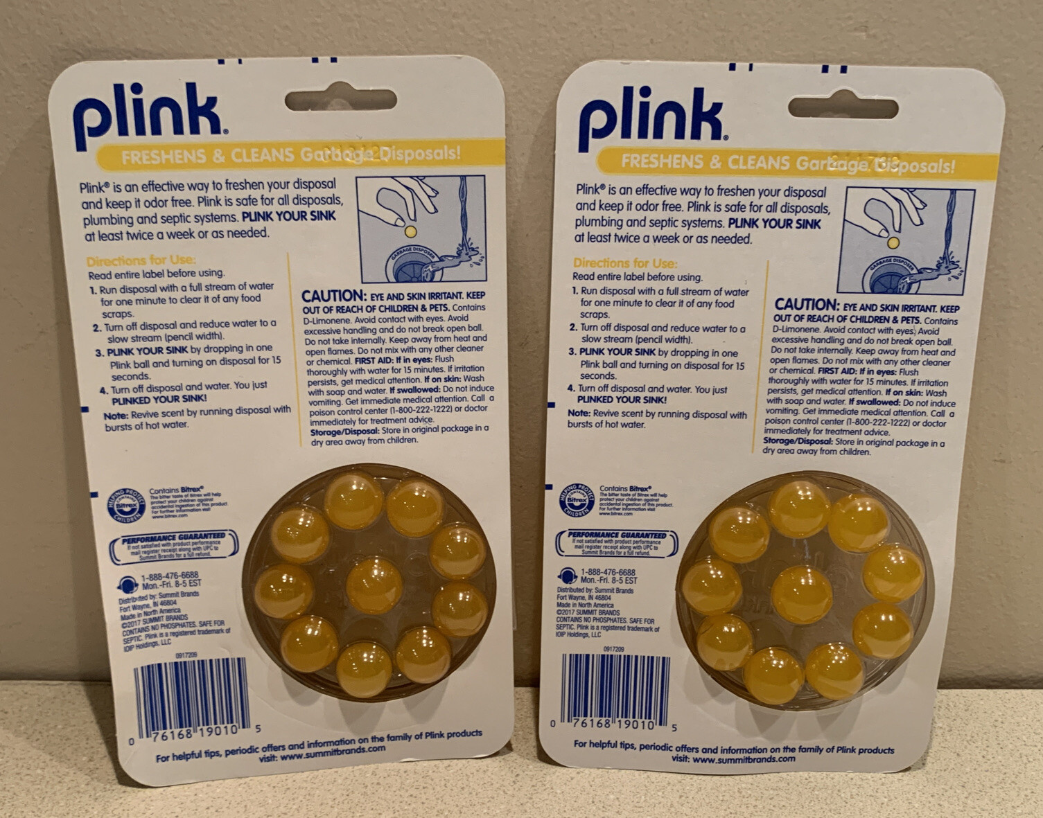 Plink Garbage Disposal Freshener & Cleaner. Fresh Lemon Scents (Set of 2). NEW