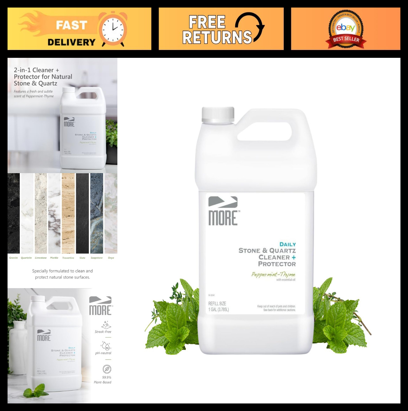 Stone & Quartz Cleaner Spray Refill – Water-Based Surface Care for Kitchen & Bat