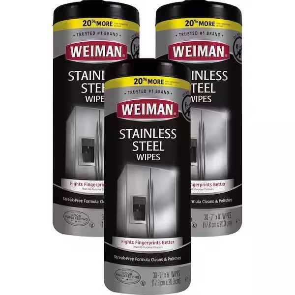 3 Pack Weiman 12 oz. 3-in-1 Stainless Steel Cleaner Wipes Clean, Shine & Protect
