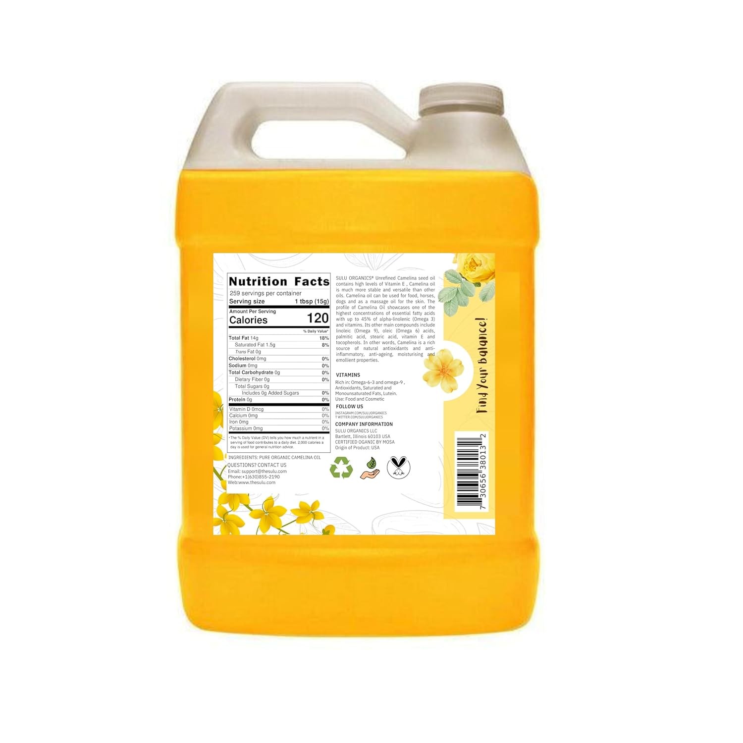 100% Pure Extra Virgin USDA Organic Unrefined Cold Pressed Camelina Seed Oil 1