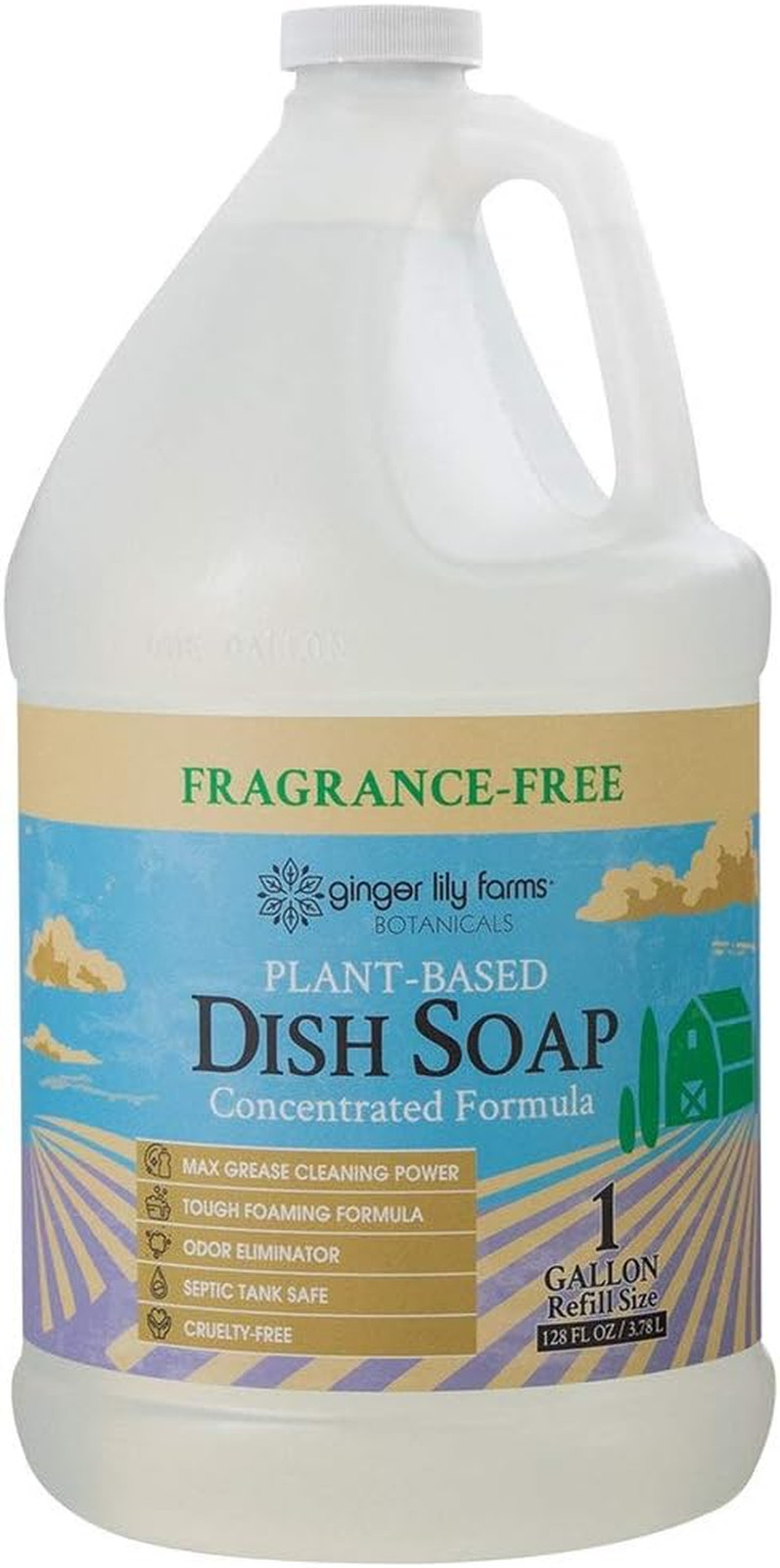 Ginger Lily Farms Botanicals Plant-Based Liquid Dish Soap, Concentrated Formula