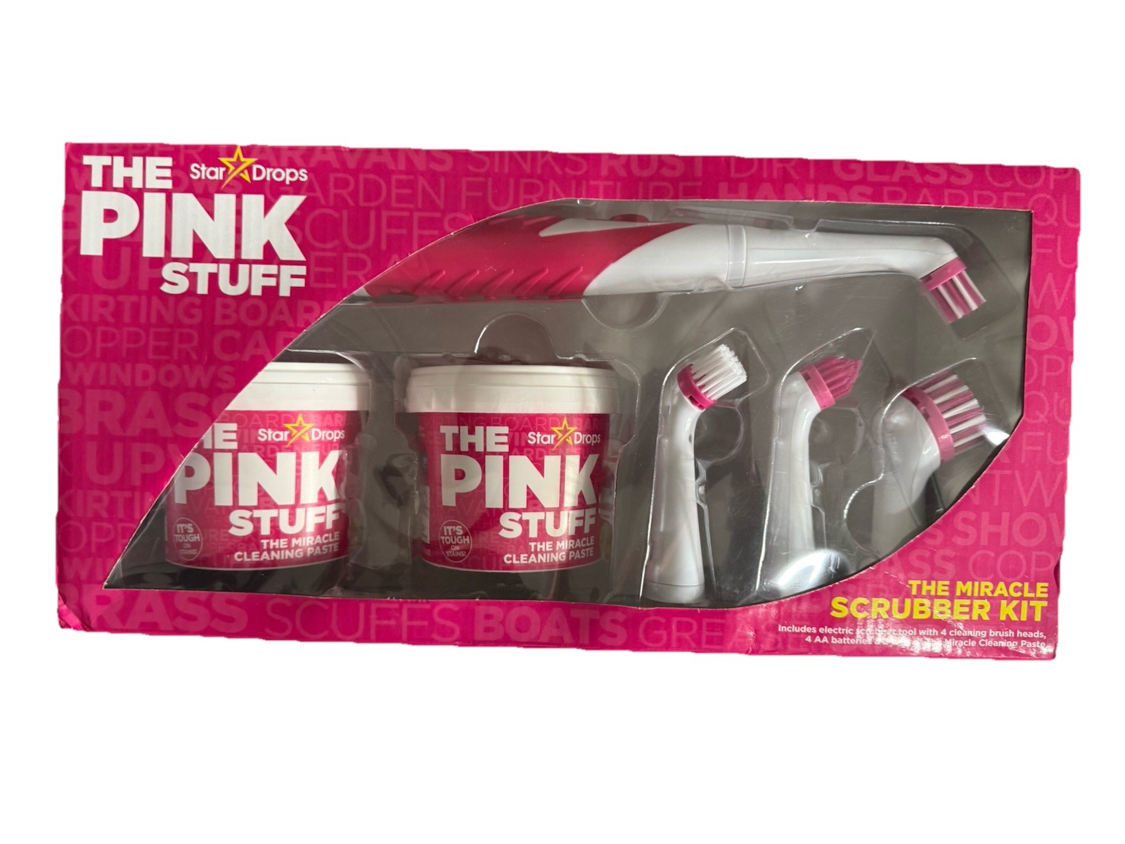 The Pink Stuff Miracle Scrubber Kit with Pink Stuff Paste New In Box