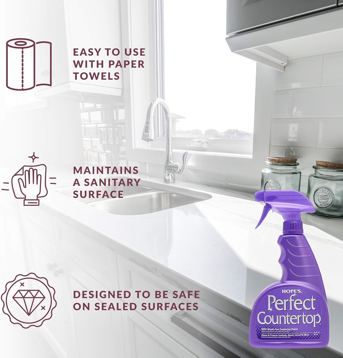 Multi-Surface Countertop Cleaner, Streak-Free Spray (6 Pack)