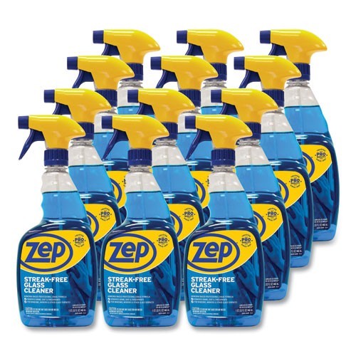 Zep Commercial Streak-Free Glass Cleaner, Pleasant Scent, 32 oz, 12/Carton