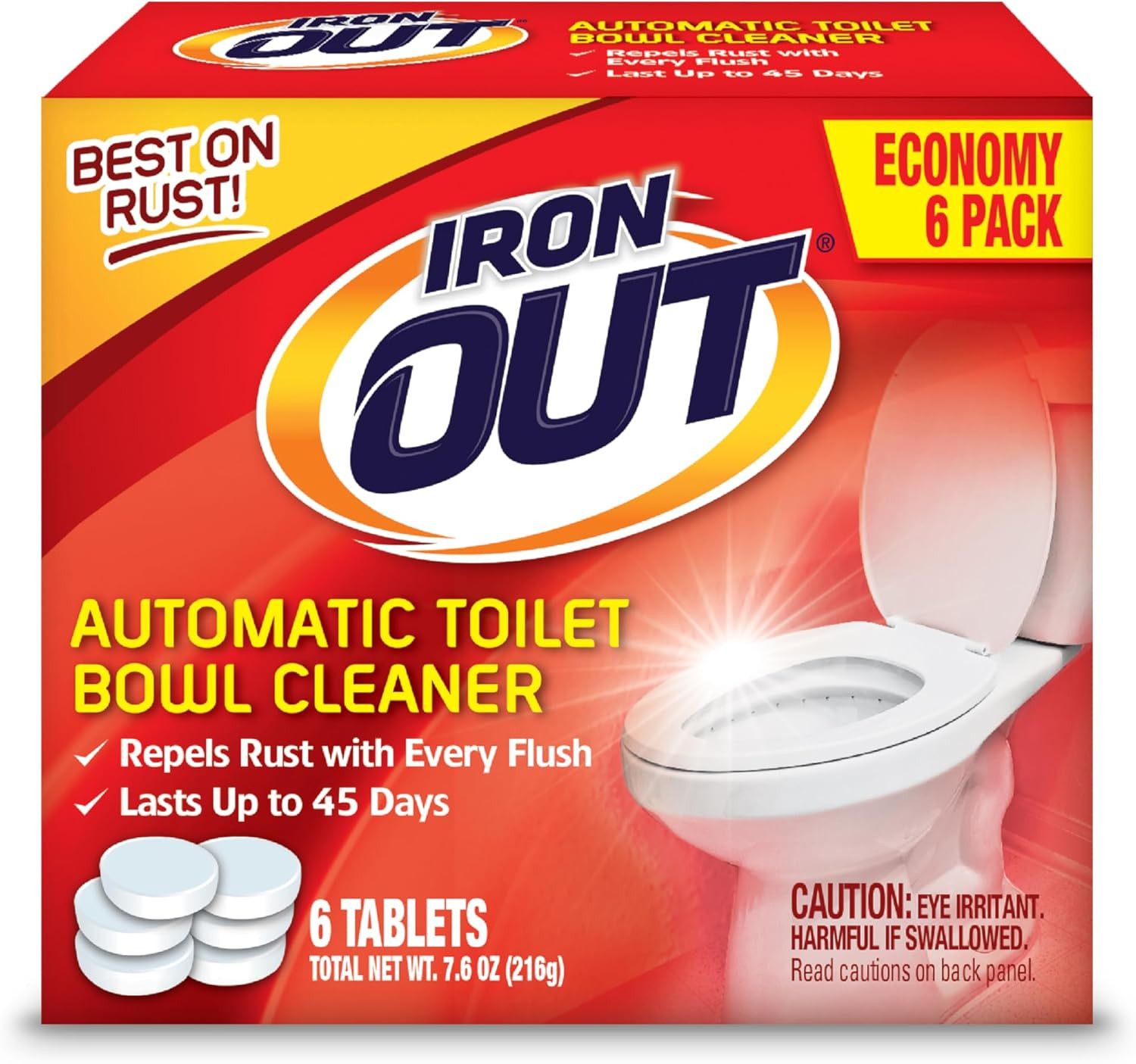 Iron Out Automatic Toilet Bowl Cleaner Tablets 6 Count Prevent Rust Stains