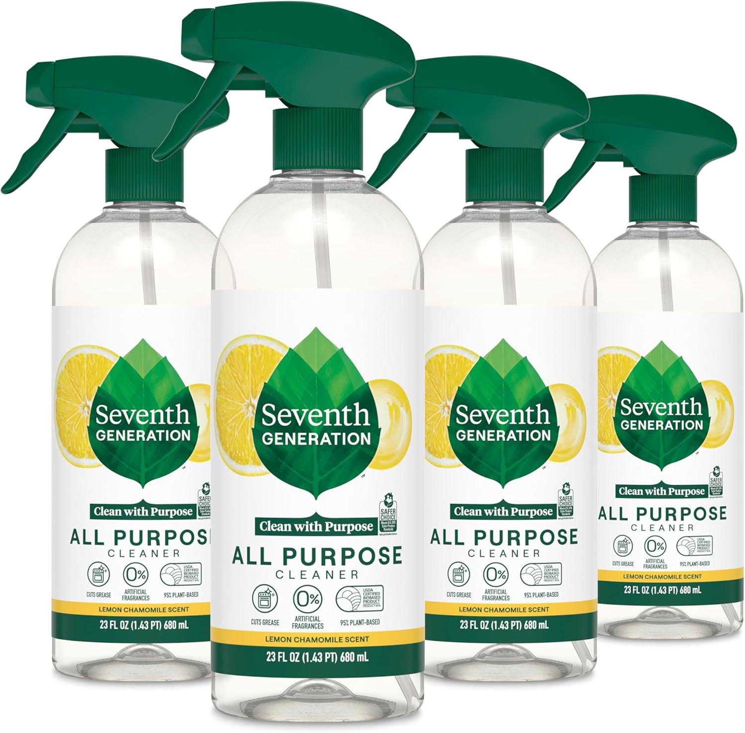 Seventh Generation All Purpose Cleaner Lemon Chamomile Spray 23 oz 4-Pack New