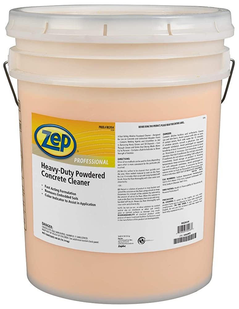 Zep Professional Heavy-Duty Powdered Concrete Cleaner – 40 LB Bucket (1 Unit)