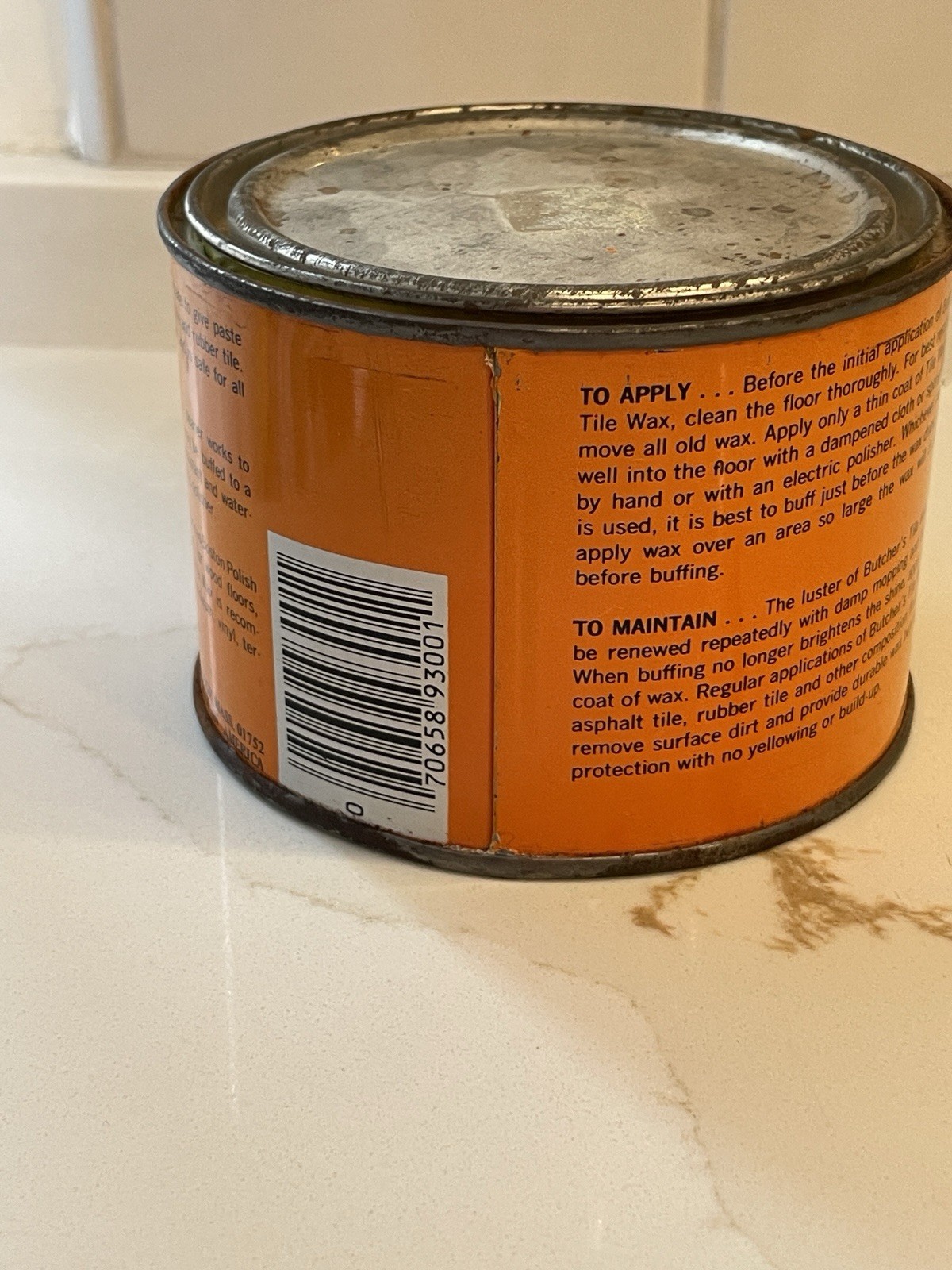 Butcher’s Tile Wax Asphalt Tile Rubber Tile Linoleum Vinyl 16 oz New Vintage