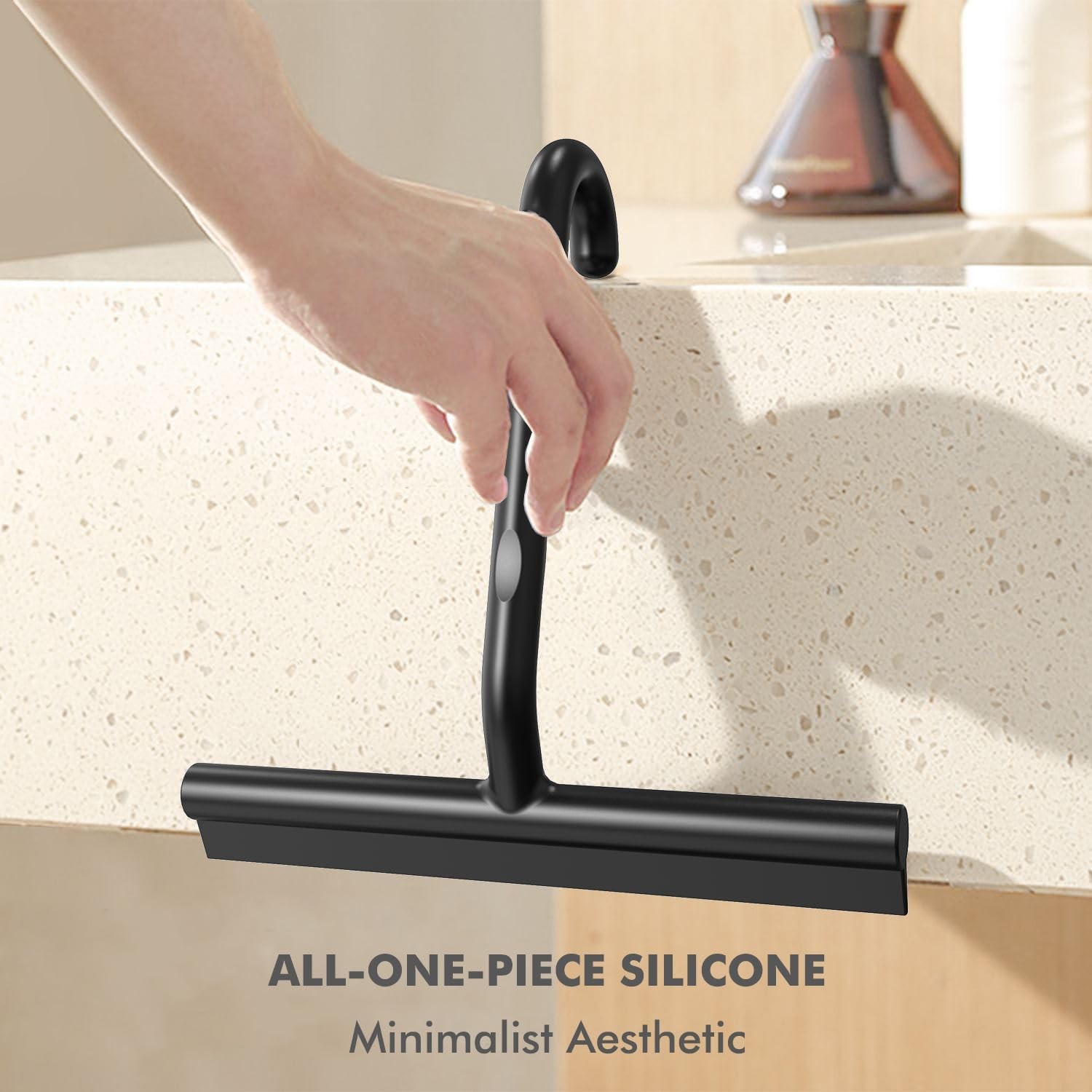 All-in-One Silicone Shower Squeegee with Built-in Large Hook, 145° Ergonomic