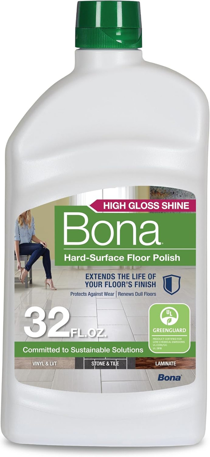 Bona Multi-Surface Floor Polish – 32 Fl Oz – High Gloss Shine – Protects and Ren