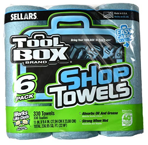 Blue Shop Towels, (6) 55-Count Packs, Model# 5441602