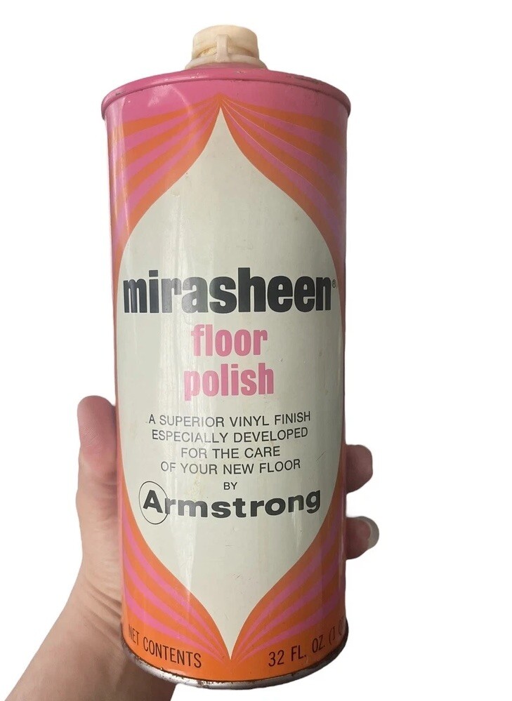 Retro MIRASHEEN Floor Polish Armstrong Movie Prop 60s Groovy Vinyl Finish Pink