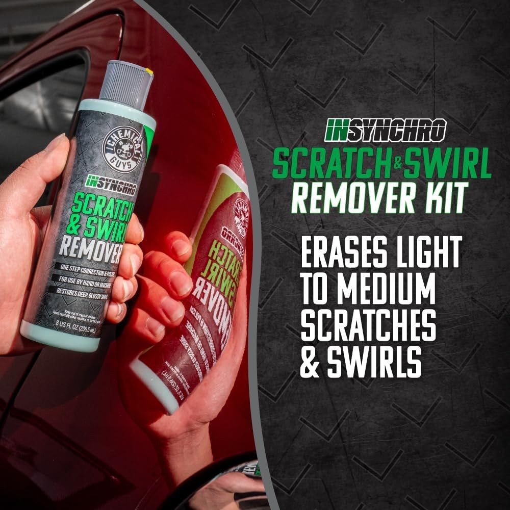 Chemical Guys Insynchro Scratch & Swirl Remover (8 oz) – Kit with Hex Logic Dual